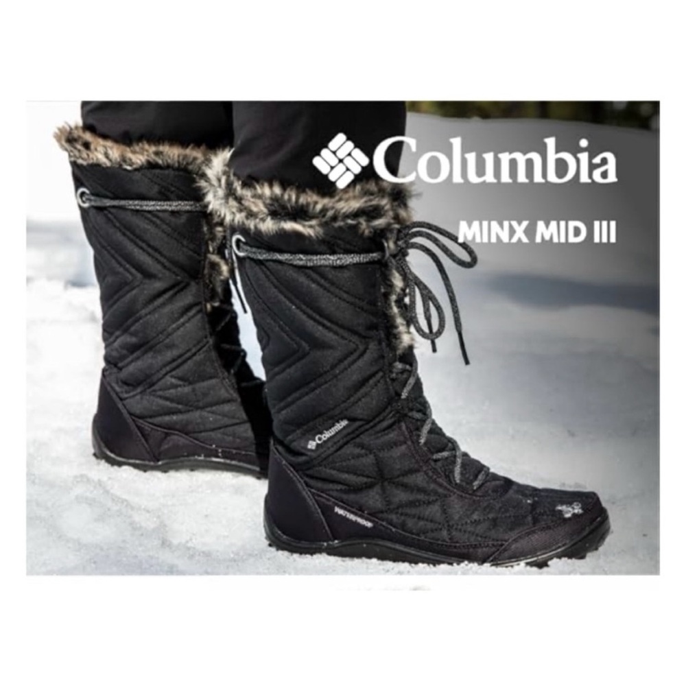 Columbia Minx Mid III Insulated Waterproof Boots Black Titanium Grey Size 7. - Picture 10 of 13